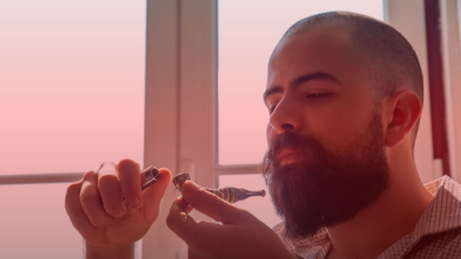 Bearded Man with Vaporizer